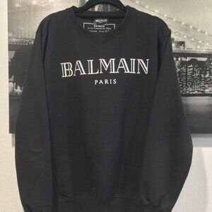 Balmain Graphic Print Crew Neck Sweatshirt Size: L
